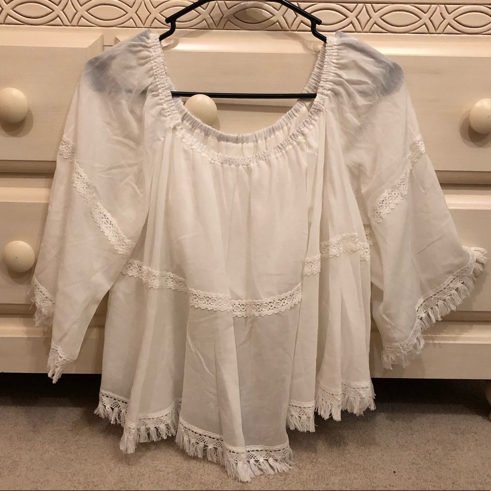 Off the shoulder white top